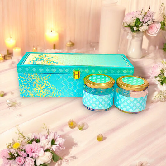 Turquoise Floral 3 Jar box