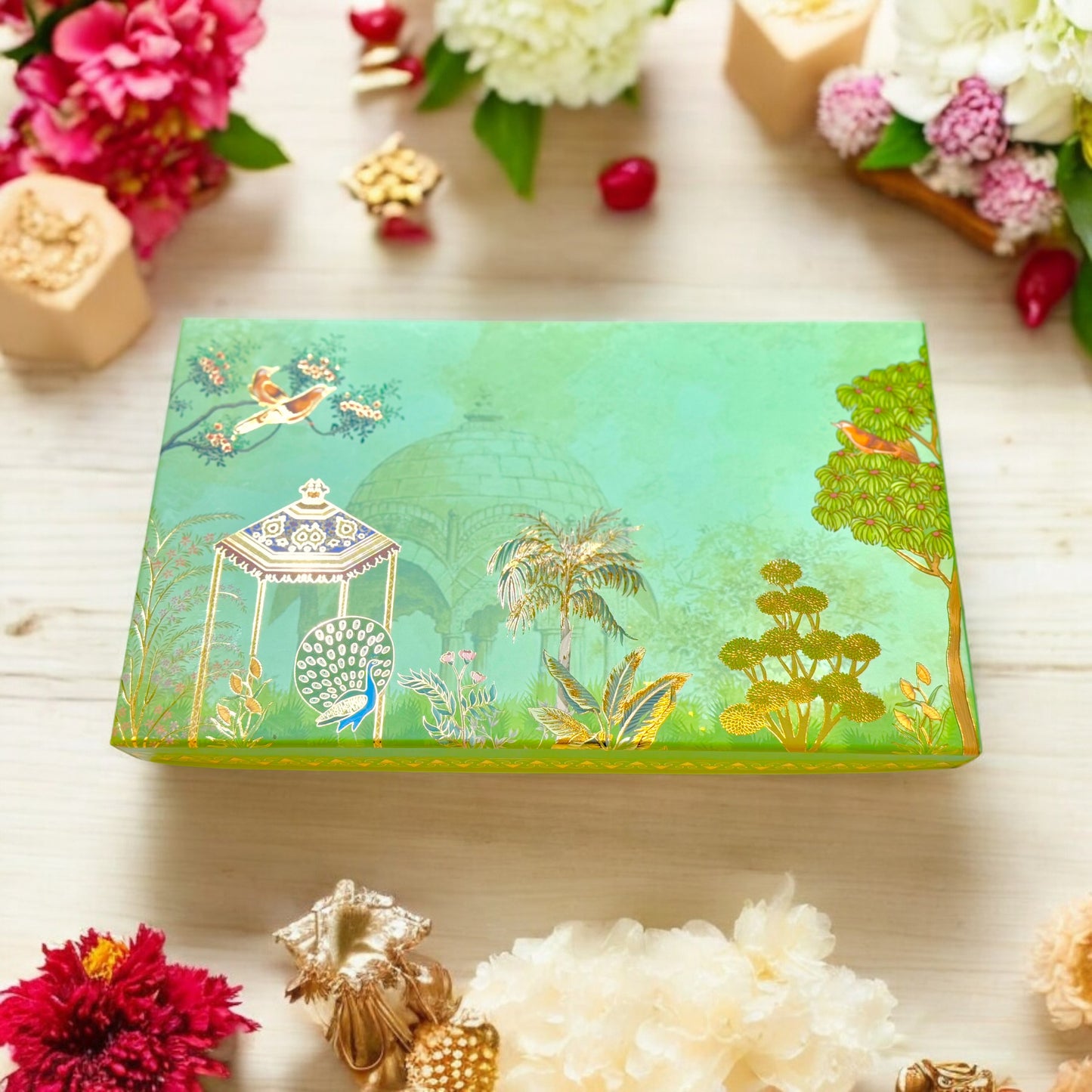 Pichwai art green Sweet box